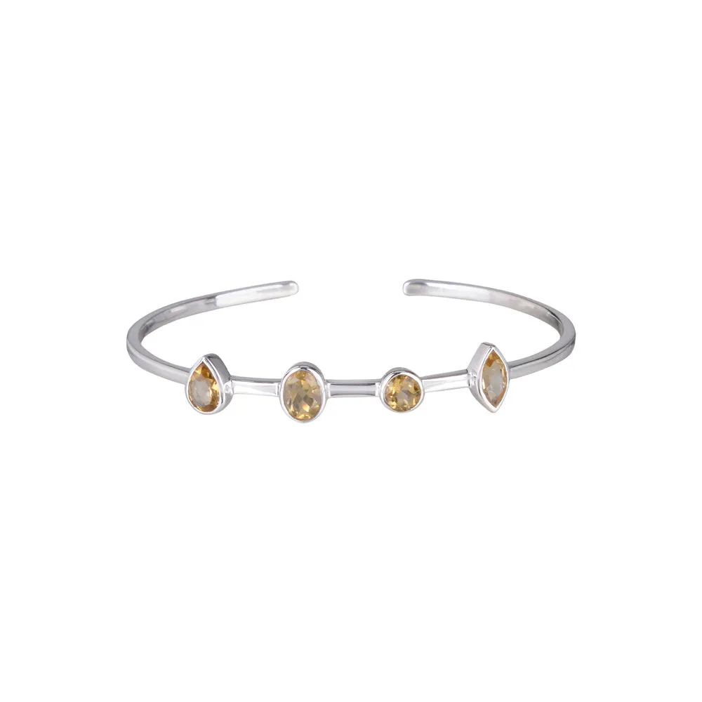 November Birthstone Citrine Cuff, Sterling Silver