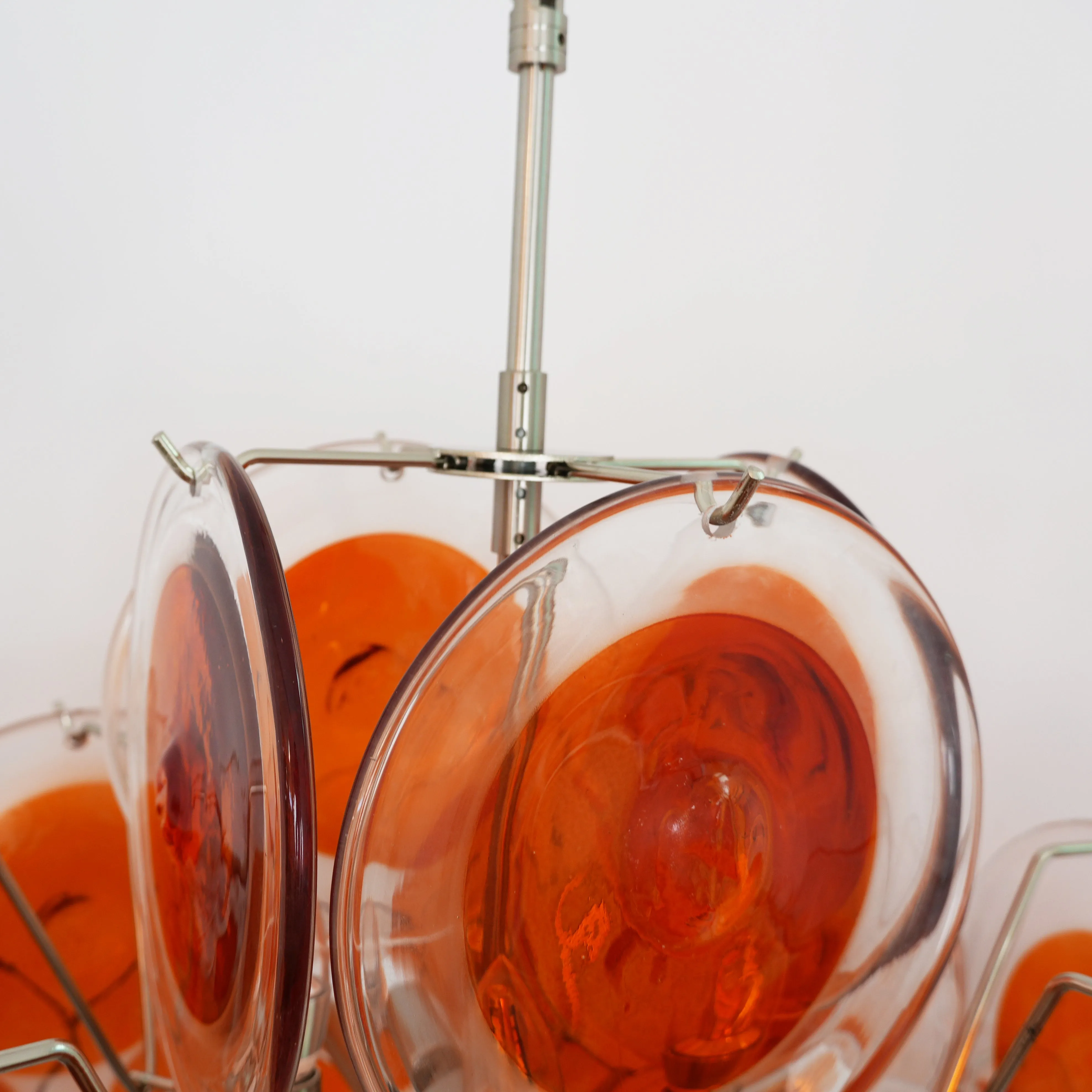Orange Transparent Murano Disc Chandelier