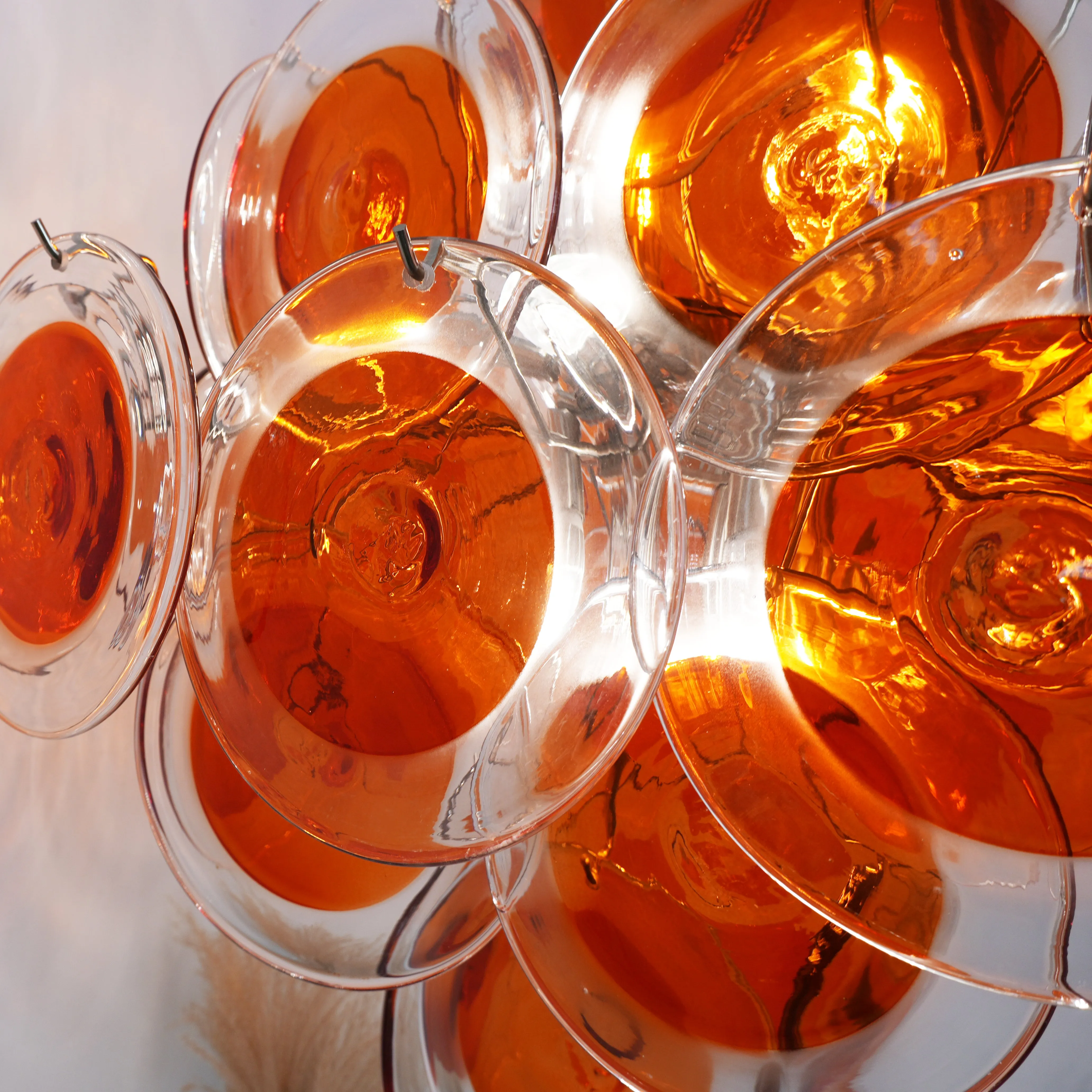 Orange Transparent Murano Disc Chandelier