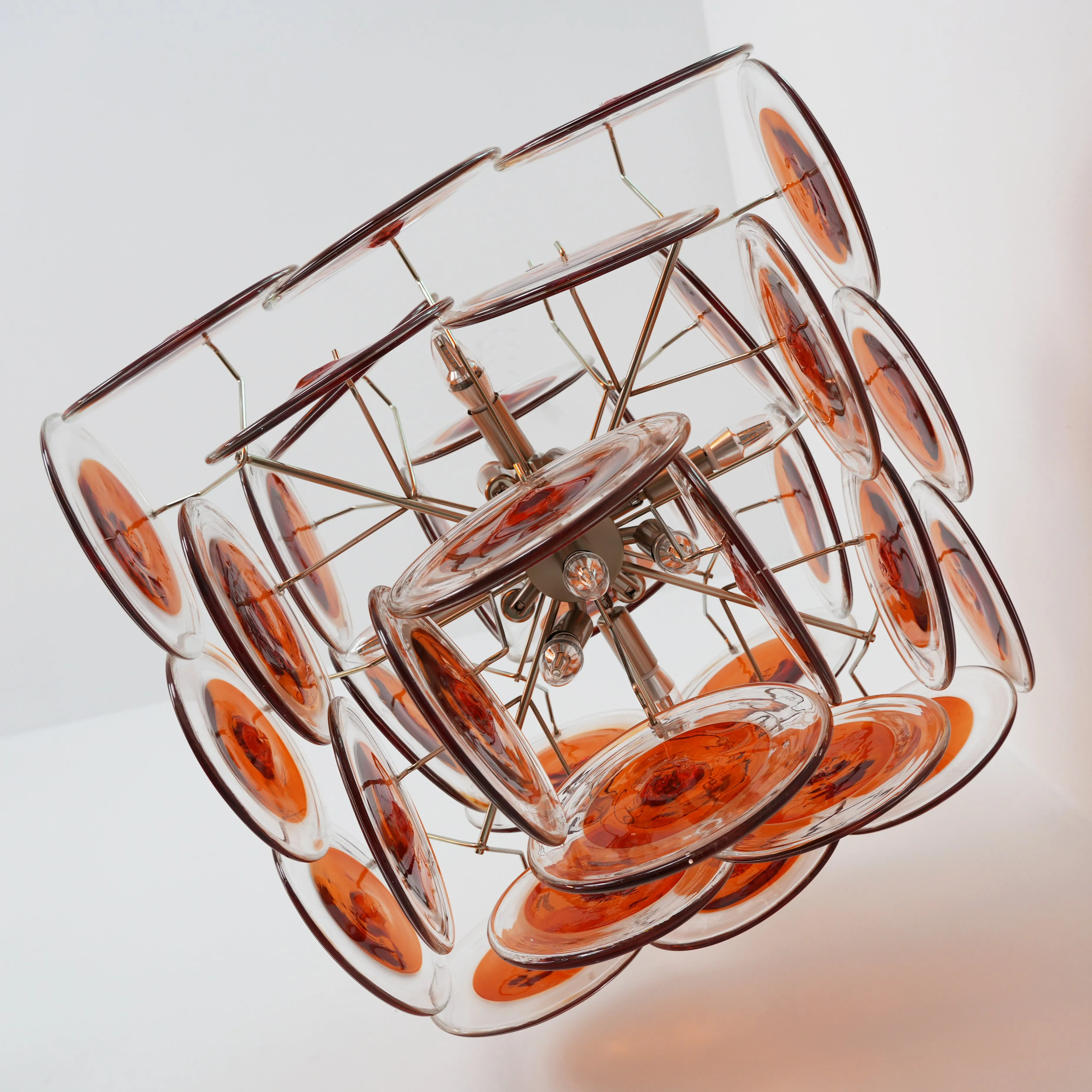 Orange Transparent Murano Disc Chandelier