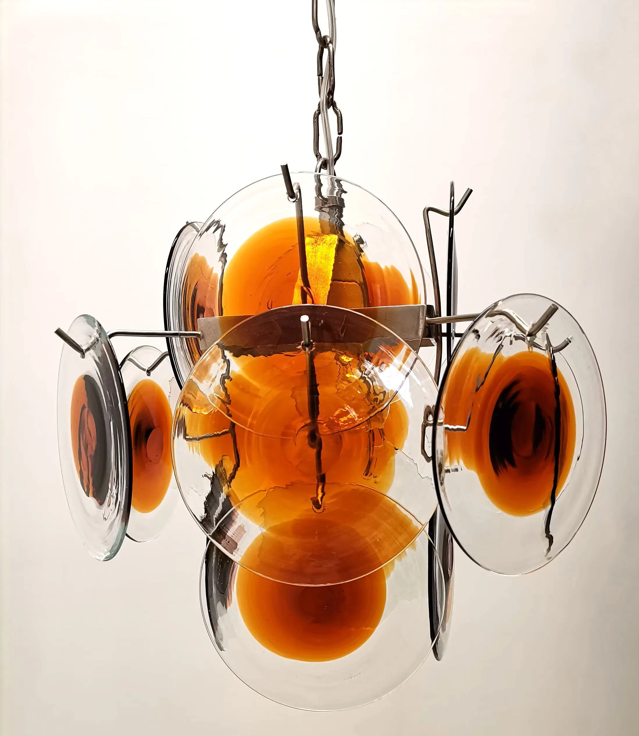 Orange Transparent Murano Disc Chandelier