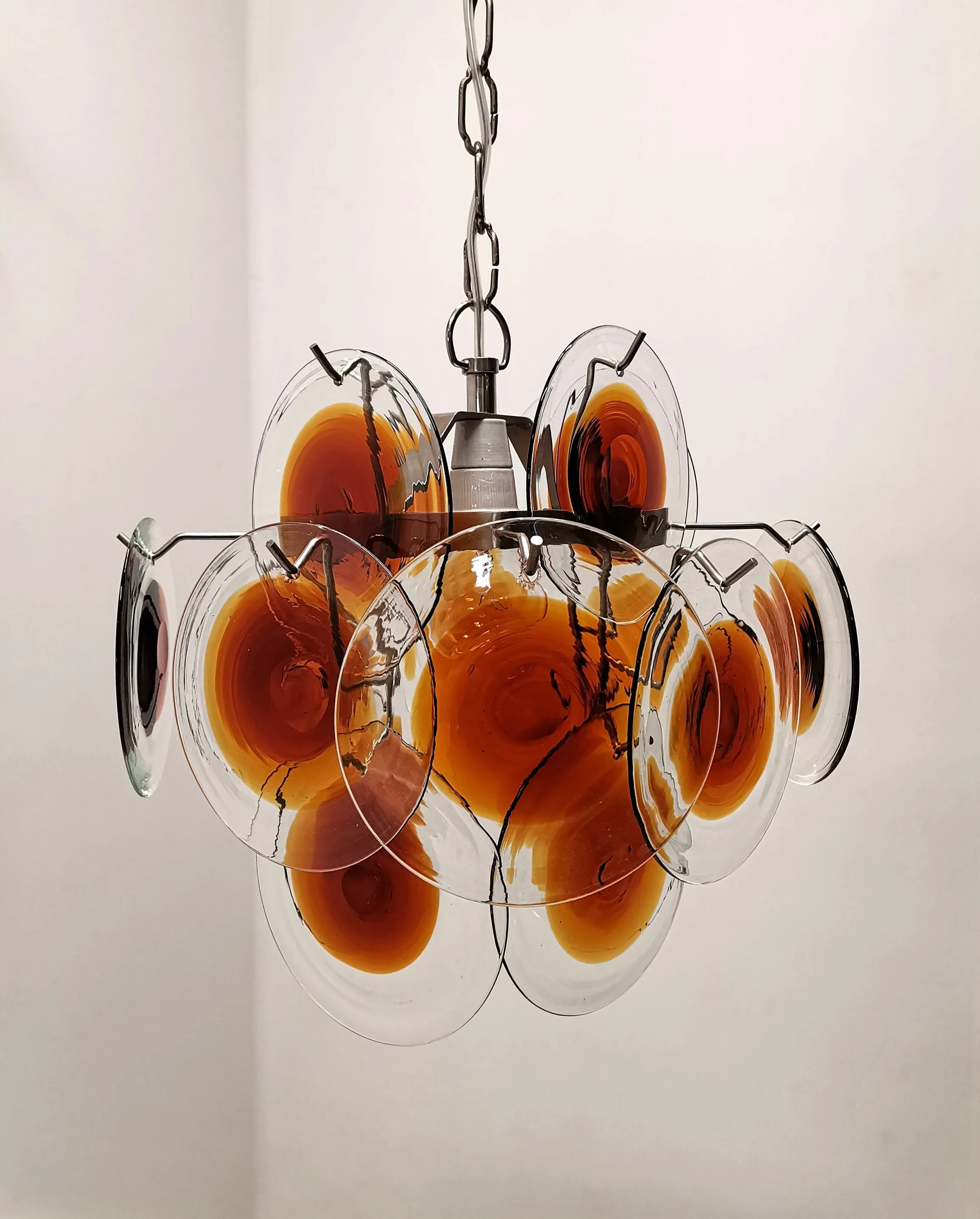 Orange Transparent Murano Disc Chandelier