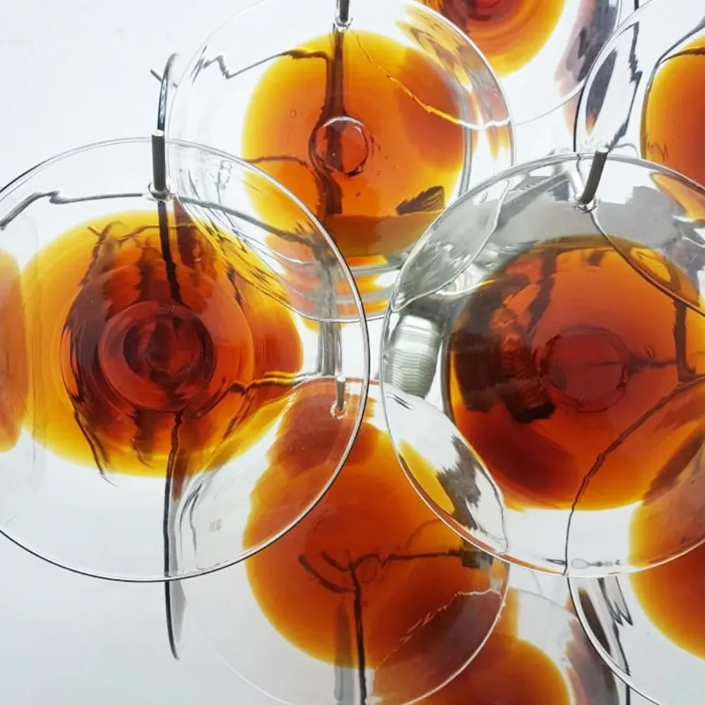 Orange Transparent Murano Disc Chandelier