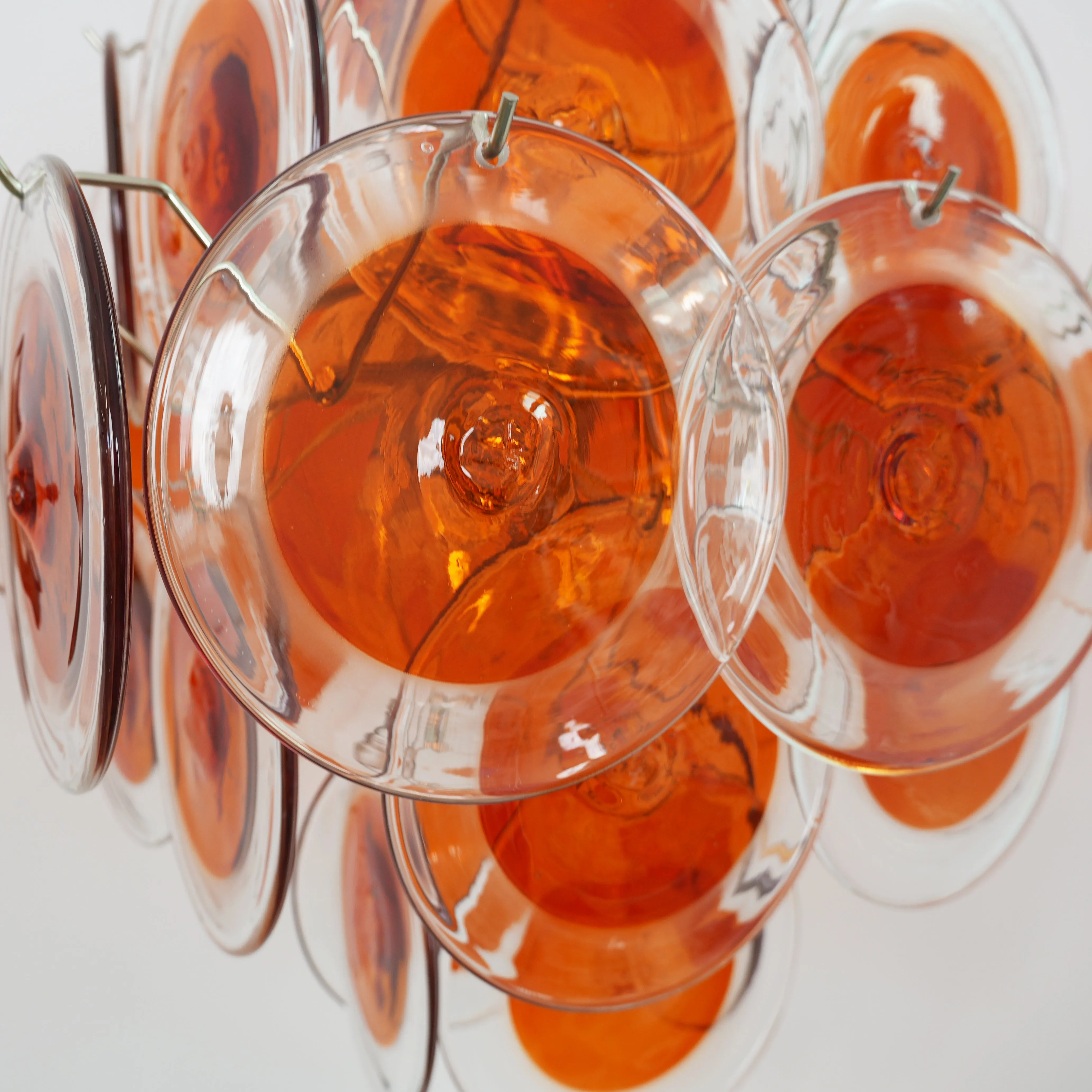 Orange Transparent Murano Disc Chandelier