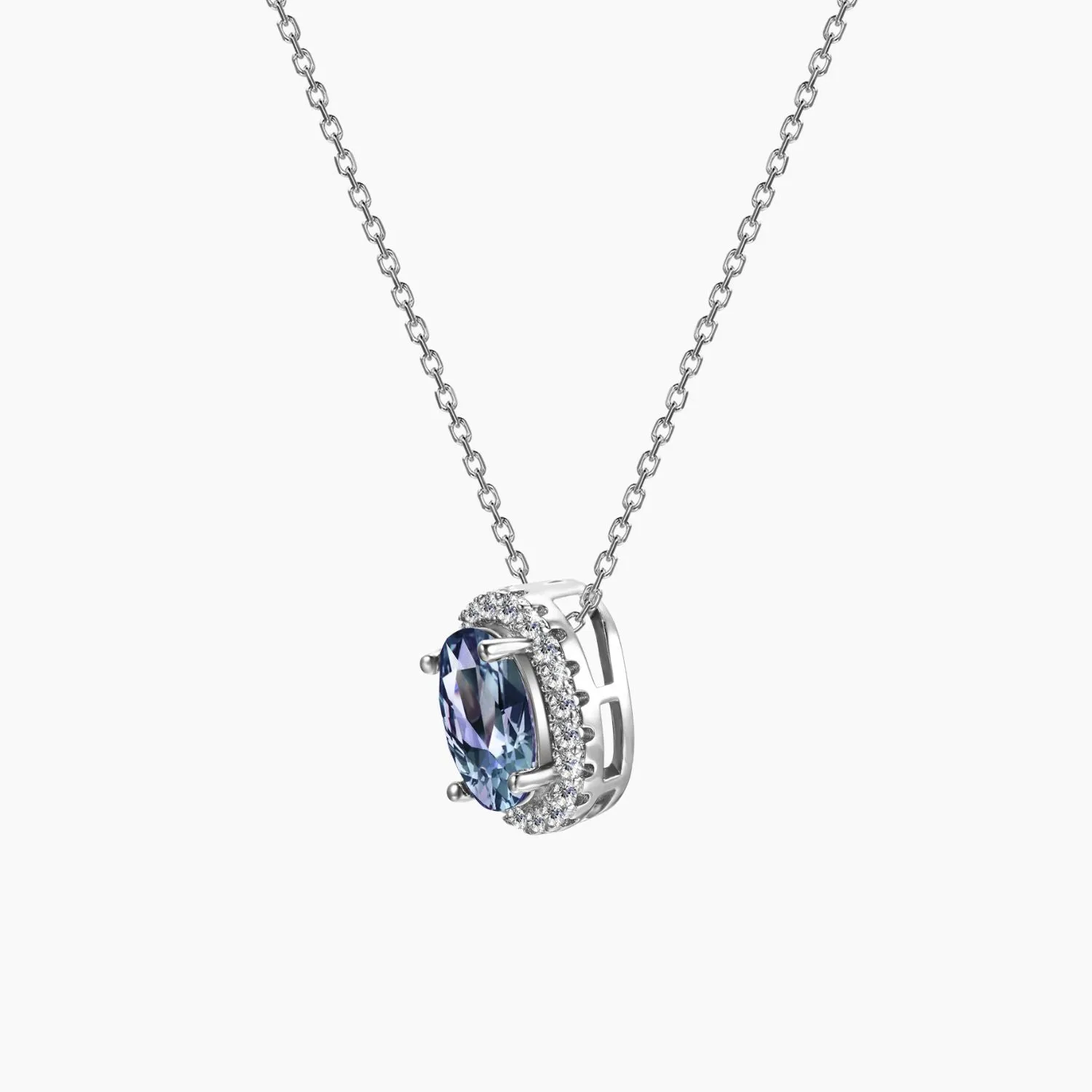 Oval halo Alexandrite Necklace - Irosk
