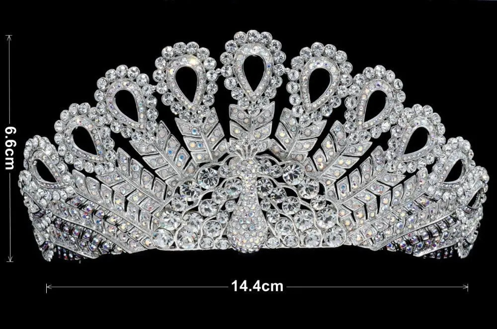 Peacock Design crystals wedding  bridal royal tiara diadem crown SH8557