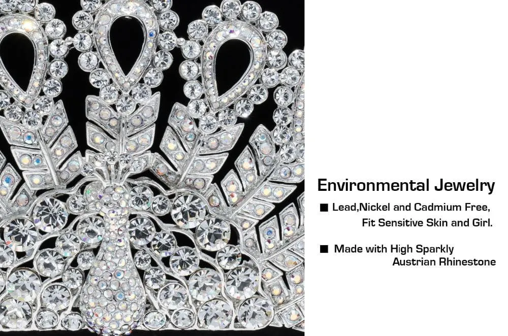 Peacock Design crystals wedding  bridal royal tiara diadem crown SH8557