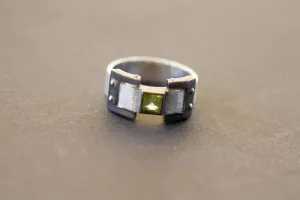 Peridot wide wedding ring