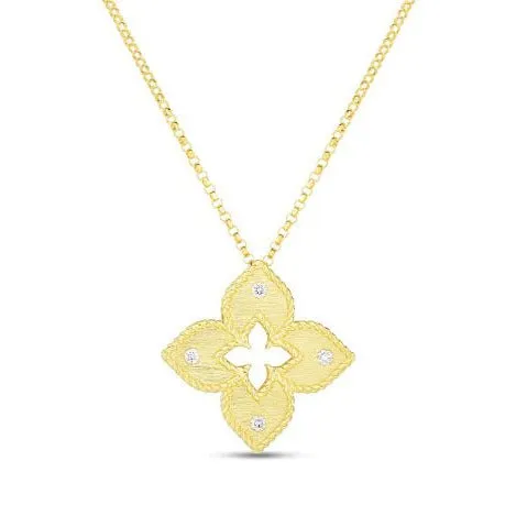 Petite Venetian Princess Satin Flower Diamond Pendant