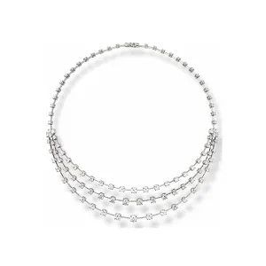 Platinum Diamond Triple Row Bibb Necklace