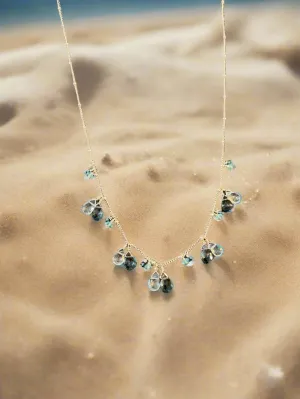 Pom Jewelry London Blue Topaz And Sky Blue Topaz Necklace In Sterling Silver-PN661