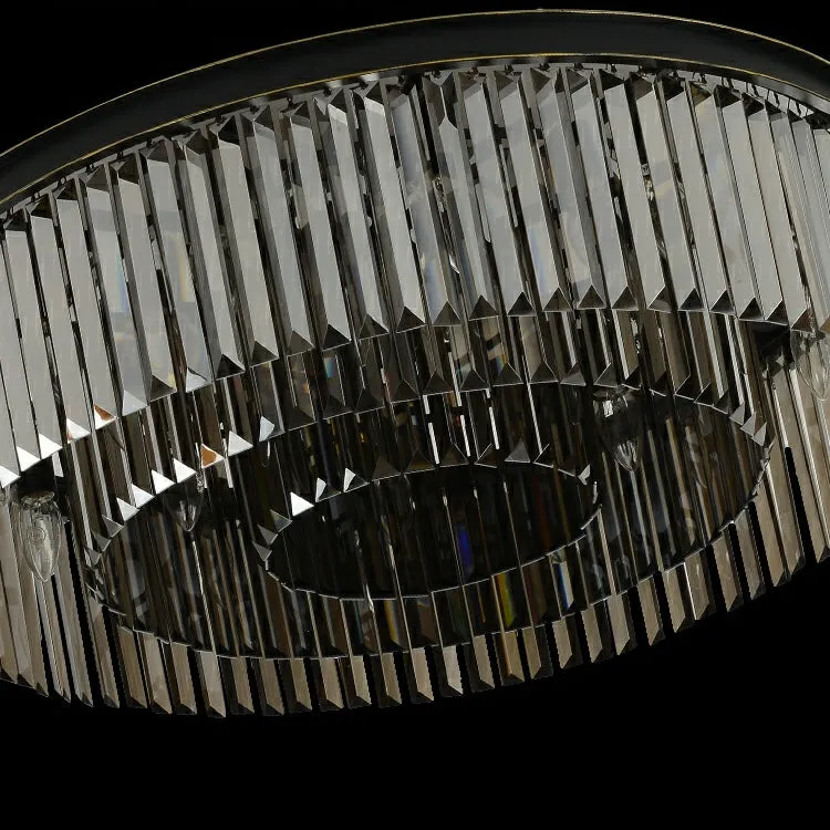 Popular Black Finish/ Smoky Gray Round Crystal Chandelier Living Room Ceiling/ Pendant Light Fixture