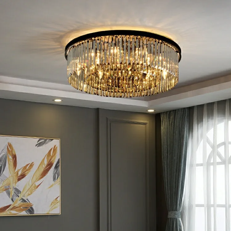 Popular Black Finish/ Smoky Gray Round Crystal Chandelier Living Room Ceiling/ Pendant Light Fixture