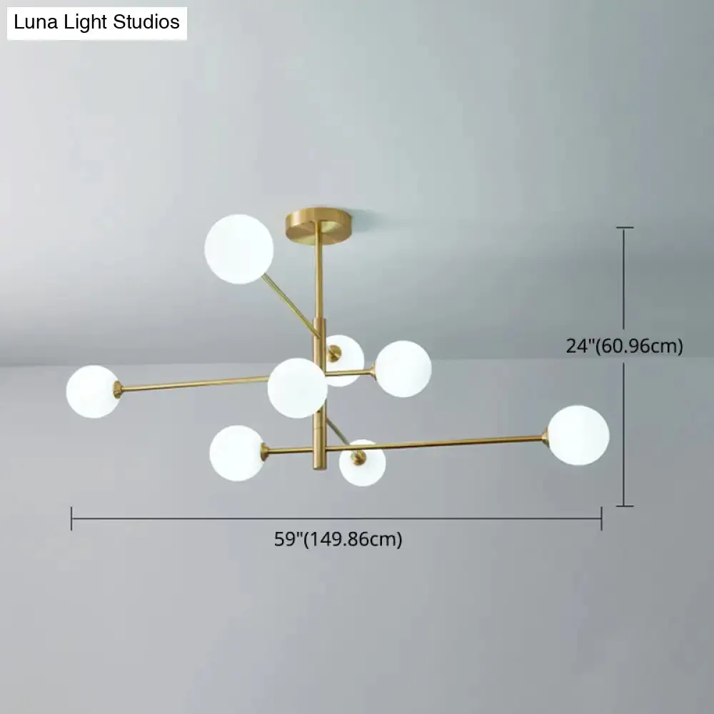 Post-Modern Gold Metal Chandelier with Glass Shades - Ideal for Living Room