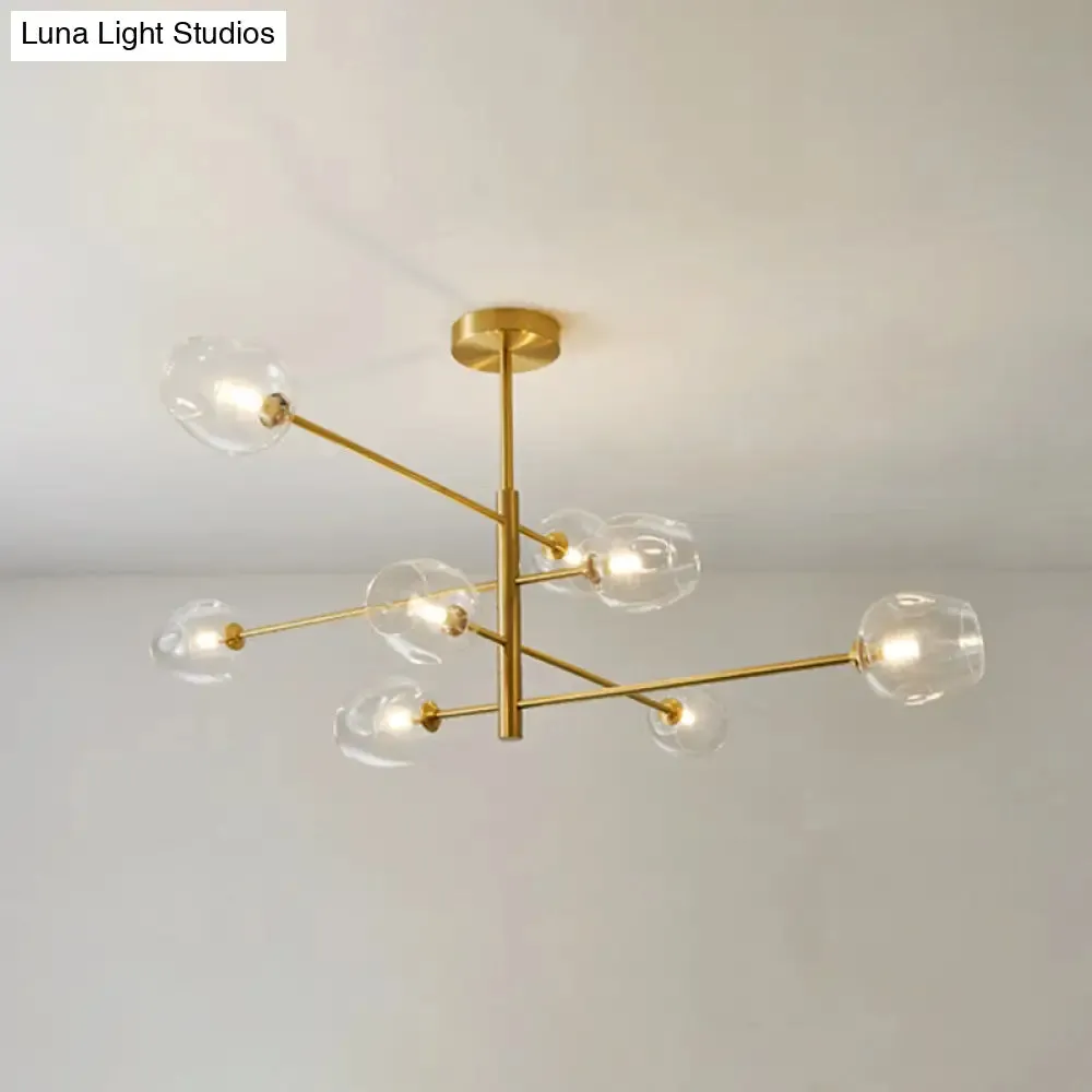 Post-Modern Gold Metal Chandelier with Glass Shades - Ideal for Living Room