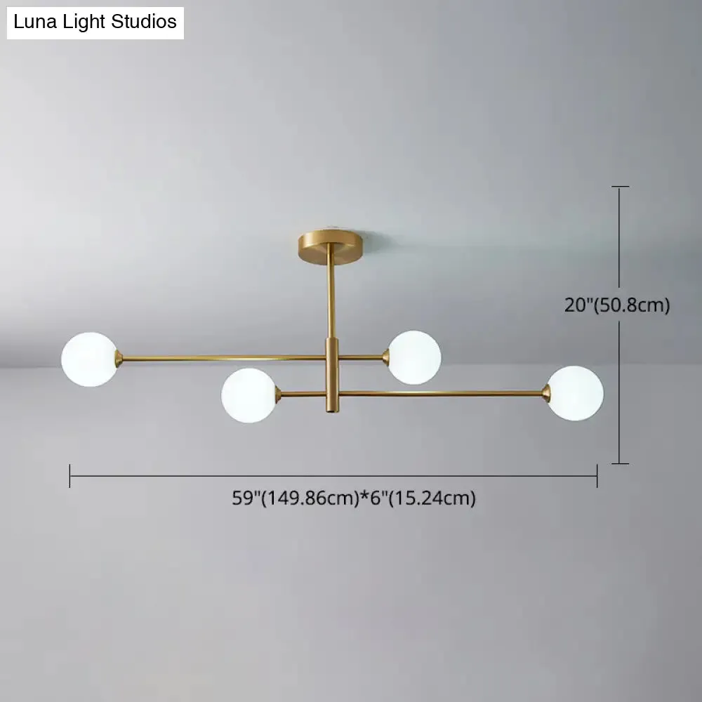 Post-Modern Gold Metal Chandelier with Glass Shades - Ideal for Living Room
