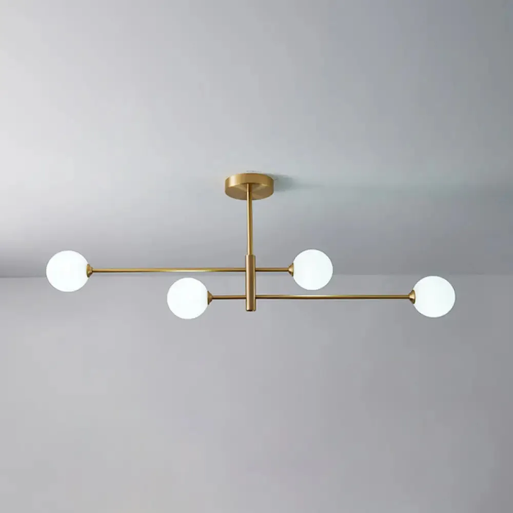 Post-Modern Gold Metal Chandelier with Glass Shades - Ideal for Living Room