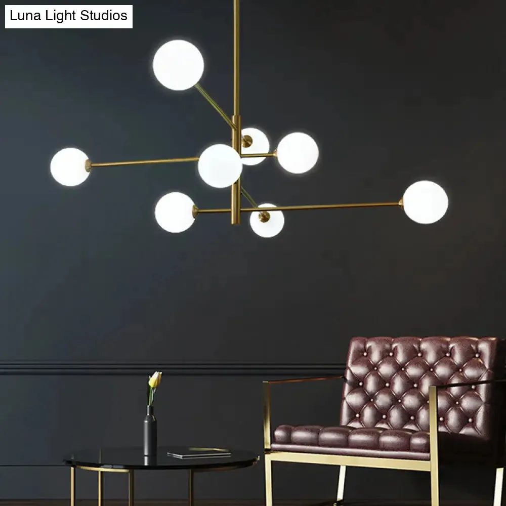 Post-Modern Gold Metal Chandelier with Glass Shades - Ideal for Living Room