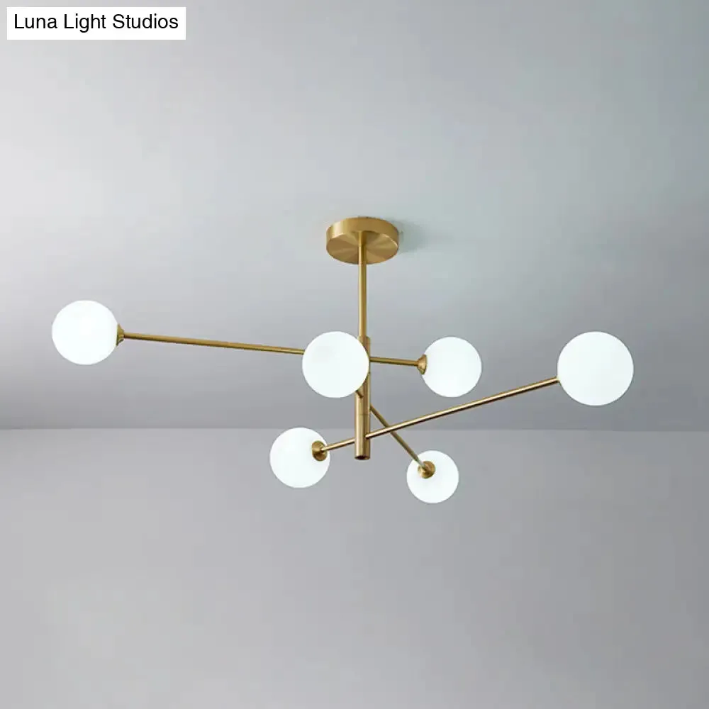 Post-Modern Gold Metal Chandelier with Glass Shades - Ideal for Living Room