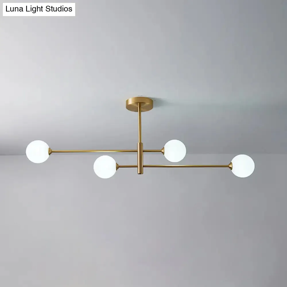 Post-Modern Gold Metal Chandelier with Glass Shades - Ideal for Living Room