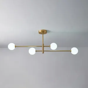 Post-Modern Gold Metal Chandelier with Glass Shades - Ideal for Living Room