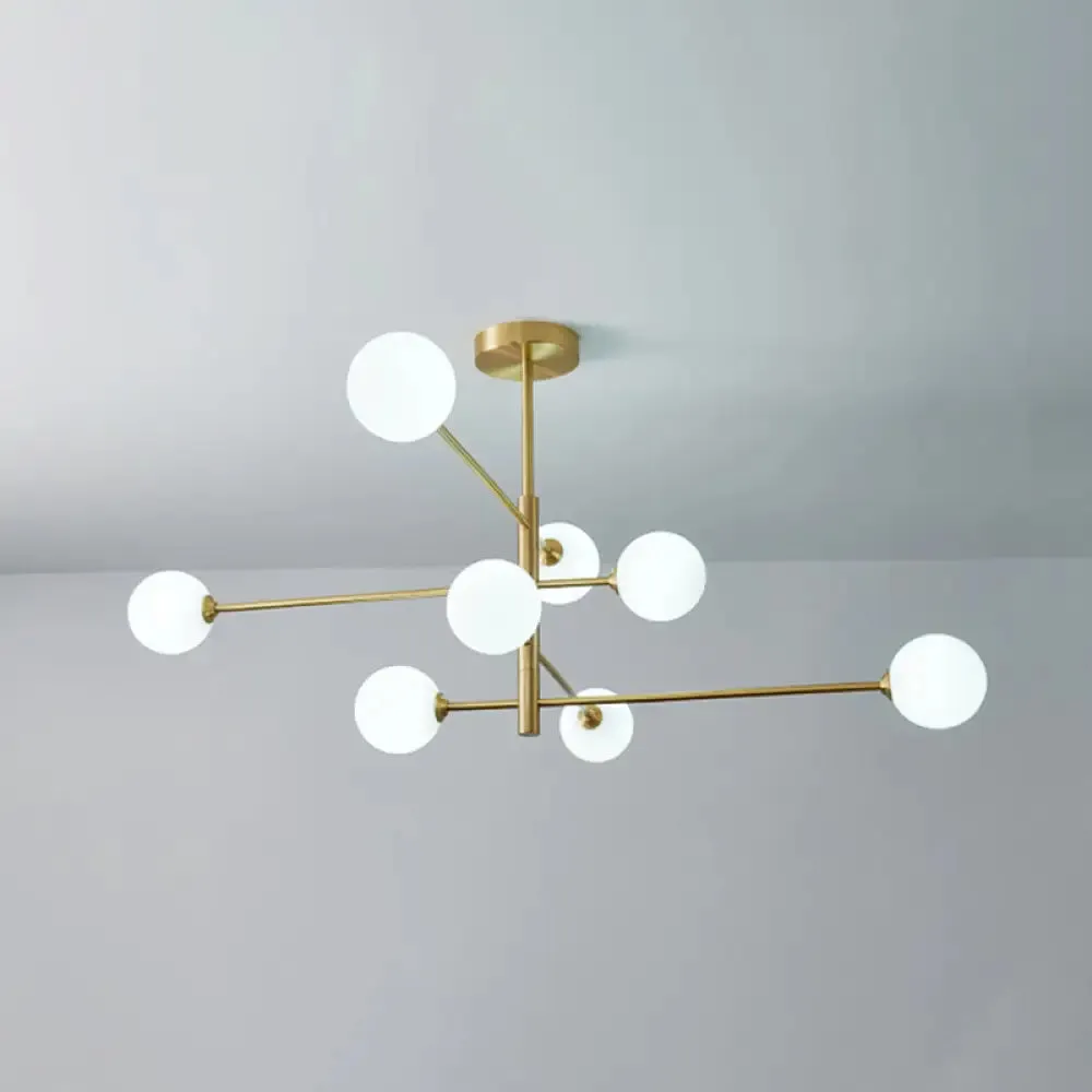 Post-Modern Gold Metal Chandelier with Glass Shades - Ideal for Living Room