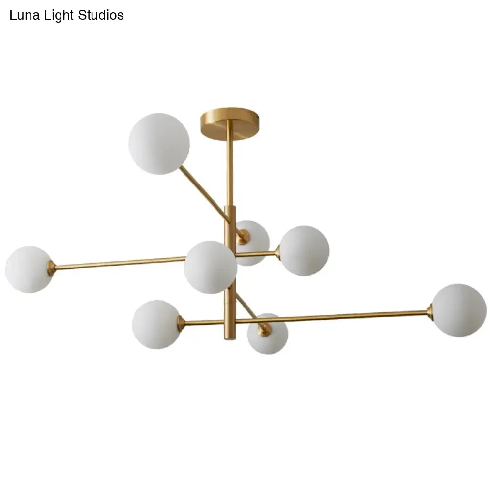 Post-Modern Gold Metal Chandelier with Glass Shades - Ideal for Living Room