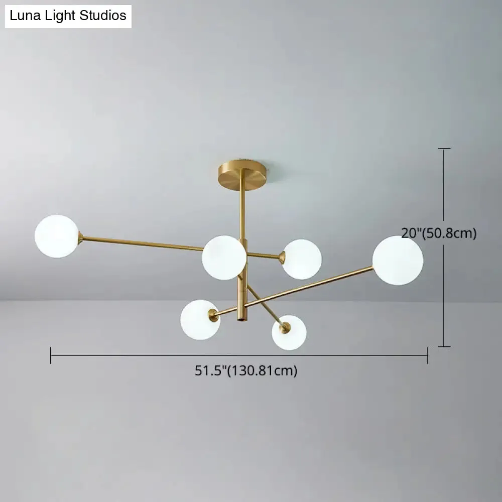 Post-Modern Gold Metal Chandelier with Glass Shades - Ideal for Living Room