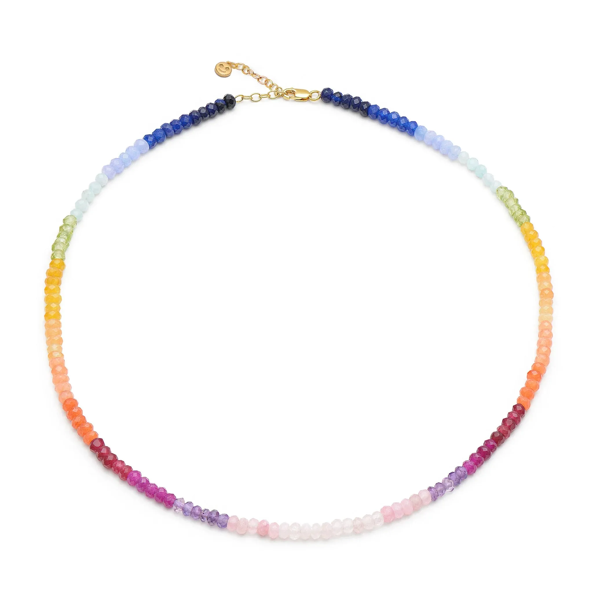 Rainbow Happy Face Gemstone Necklace