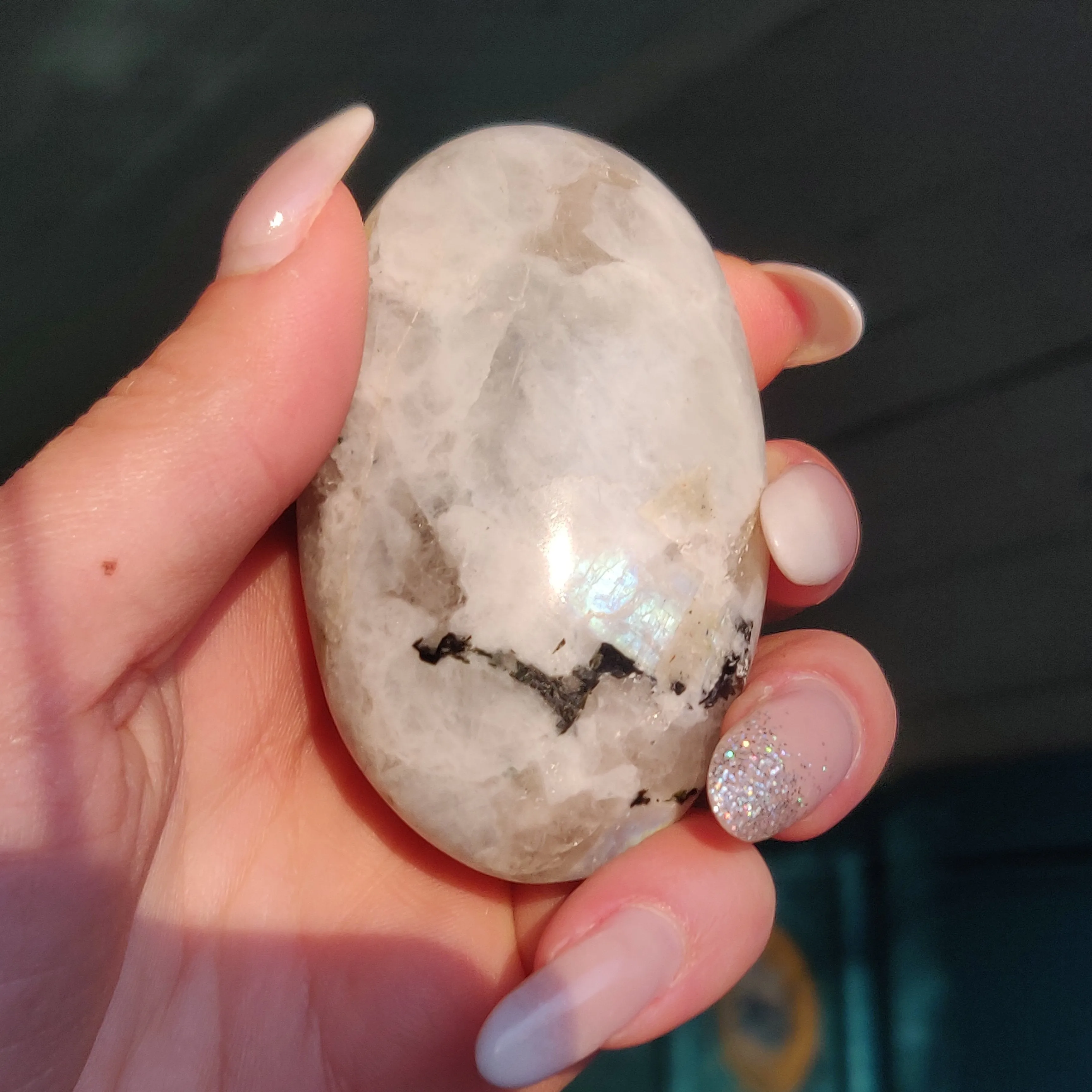 Rainbow Moonstone Palm Stone (#10)