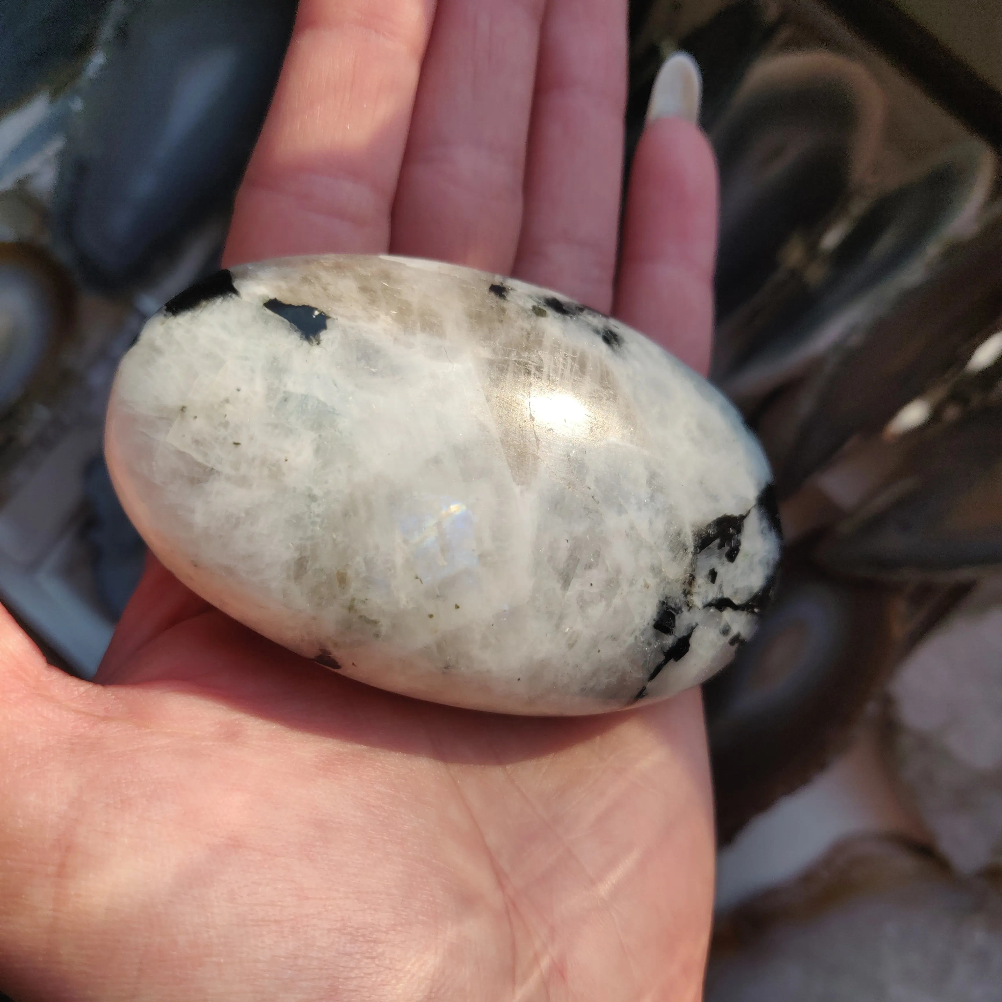 Rainbow Moonstone Palm Stone (#3)