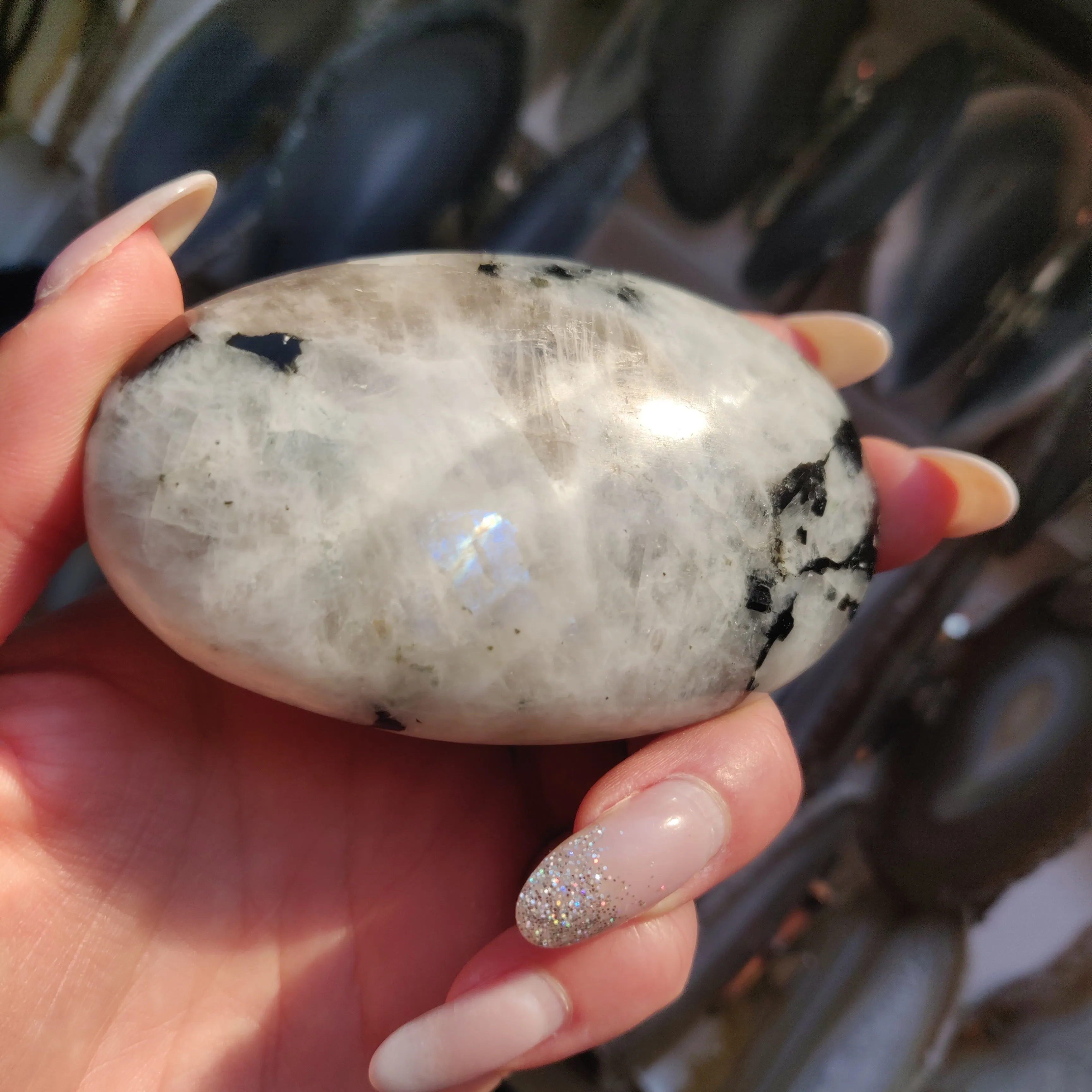 Rainbow Moonstone Palm Stone (#3)