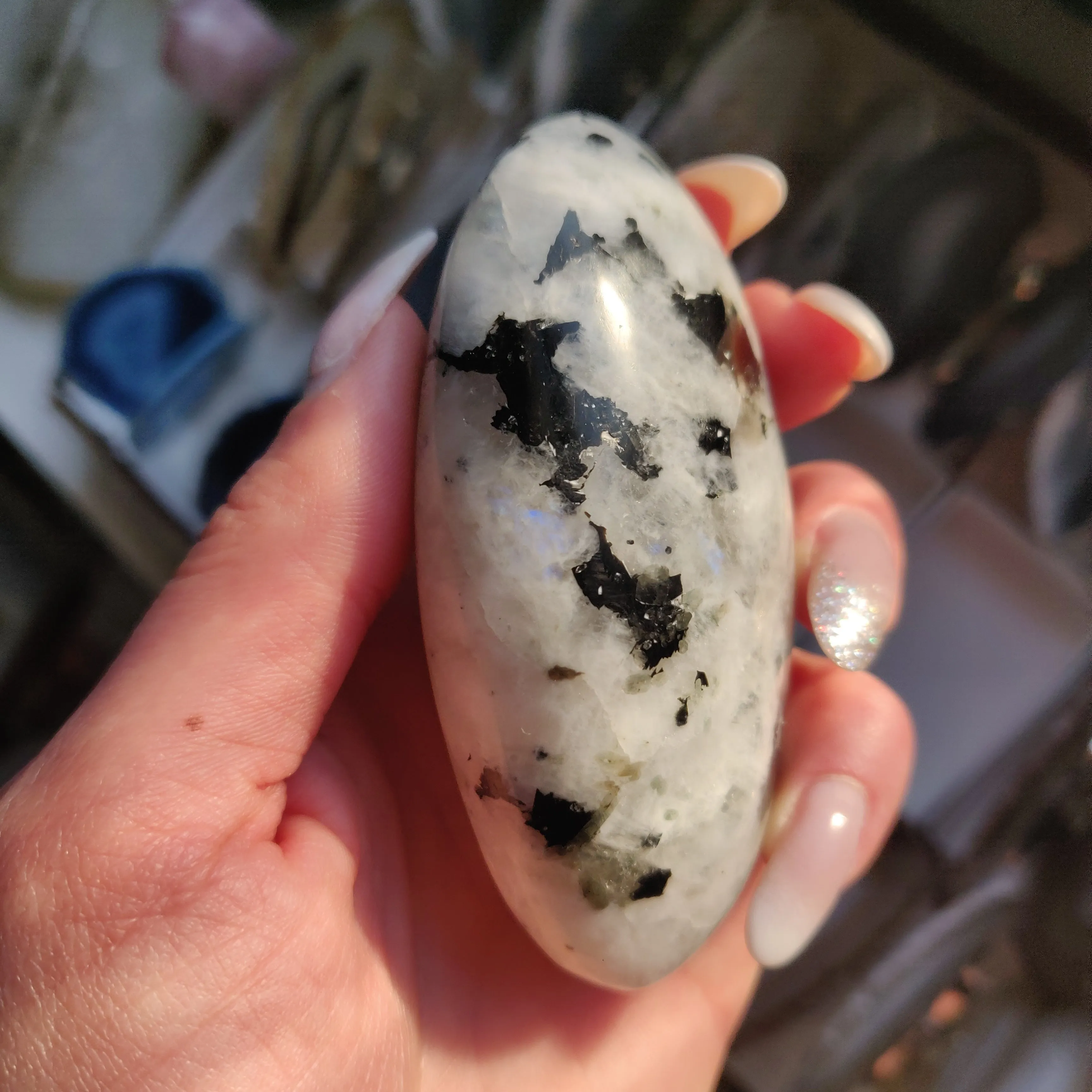 Rainbow Moonstone Palm Stone (#3)