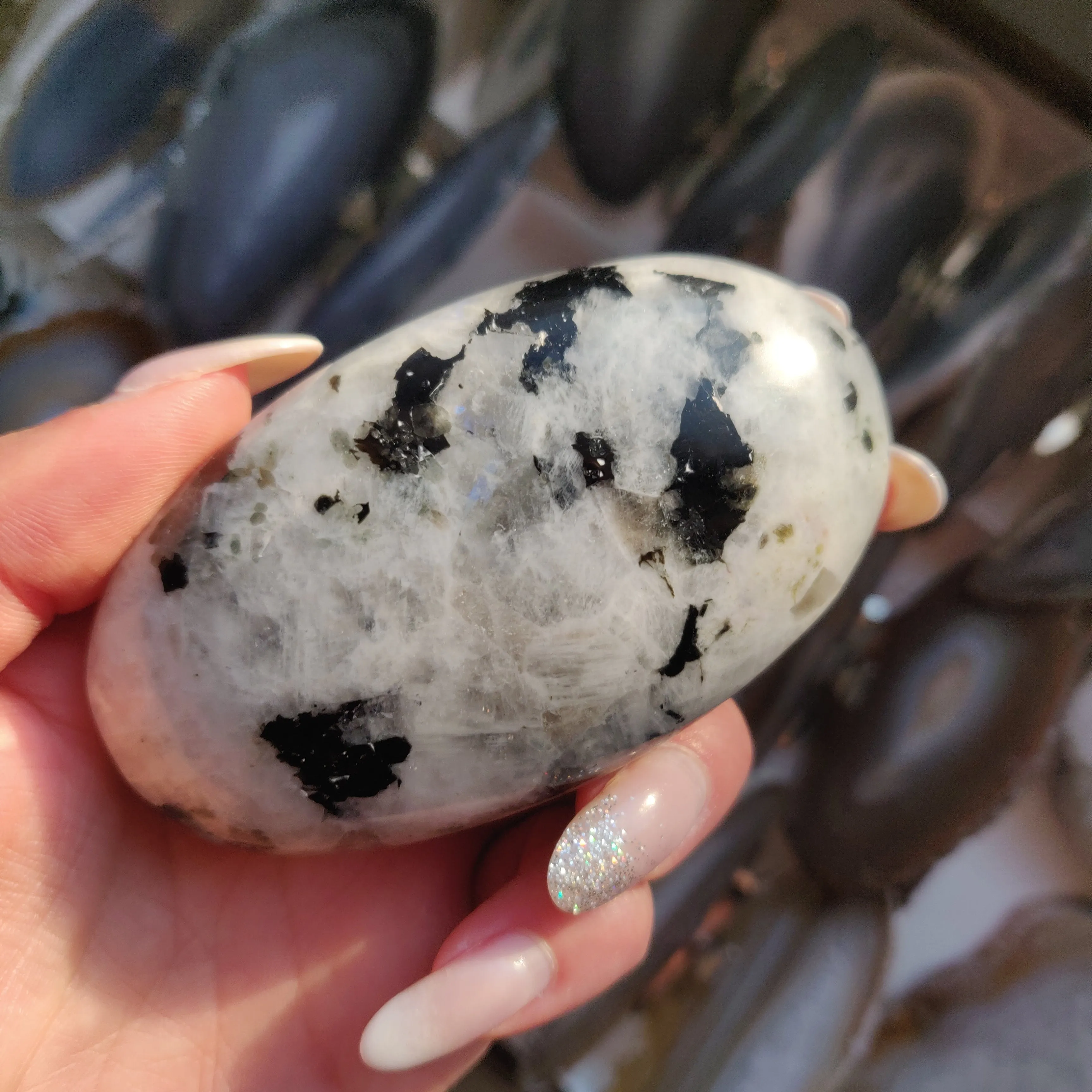 Rainbow Moonstone Palm Stone (#3)