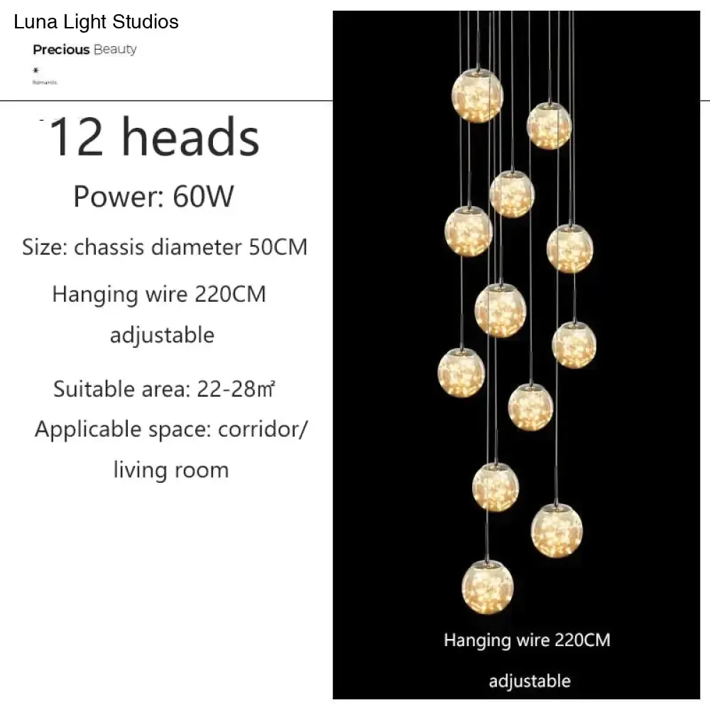 Raloo  - Modern Led Glass Ball  Chandelier