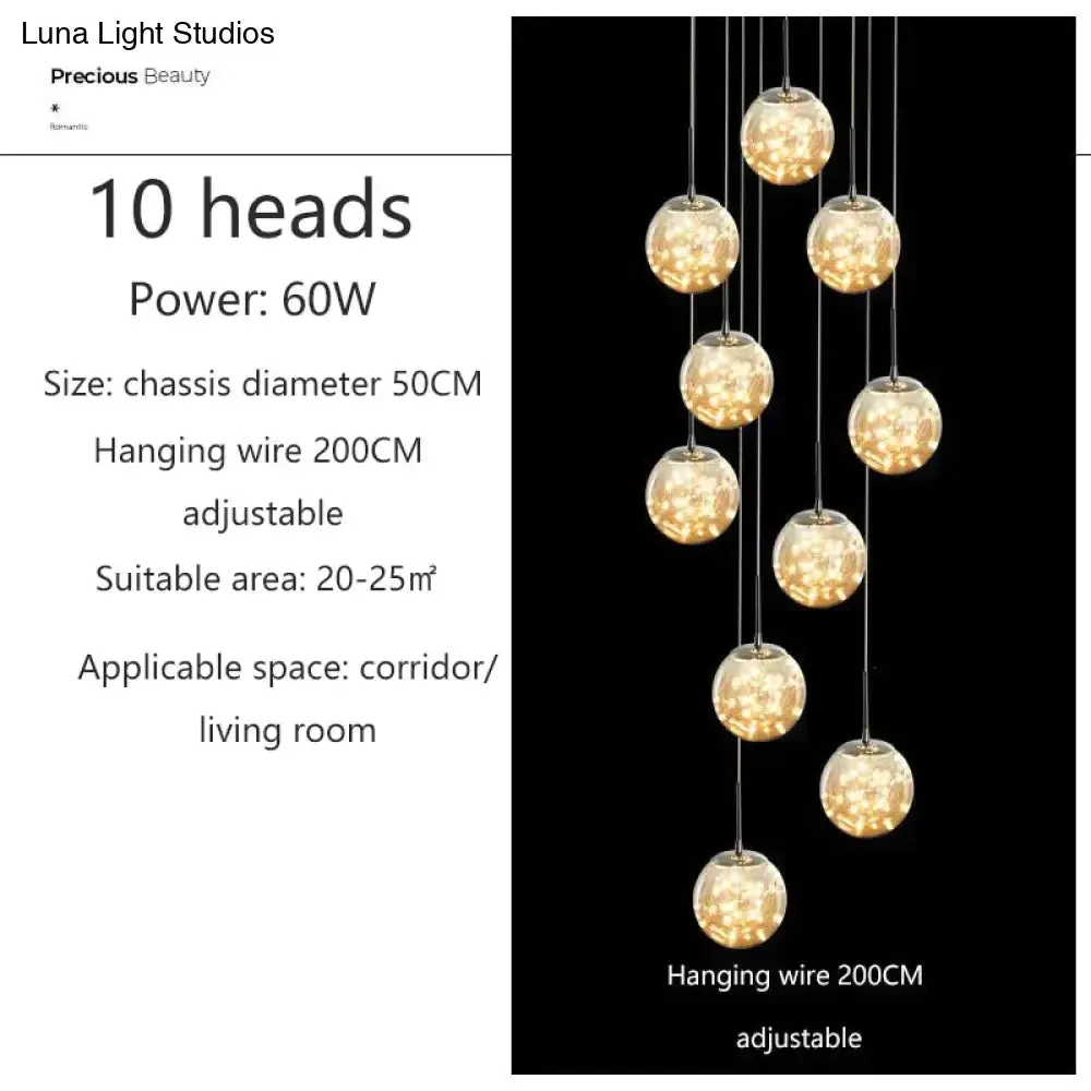 Raloo  - Modern Led Glass Ball  Chandelier