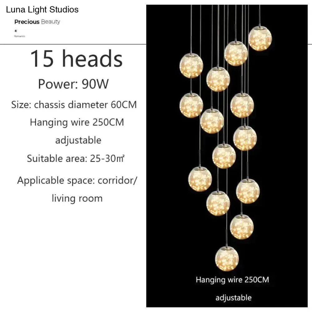 Raloo  - Modern Led Glass Ball  Chandelier