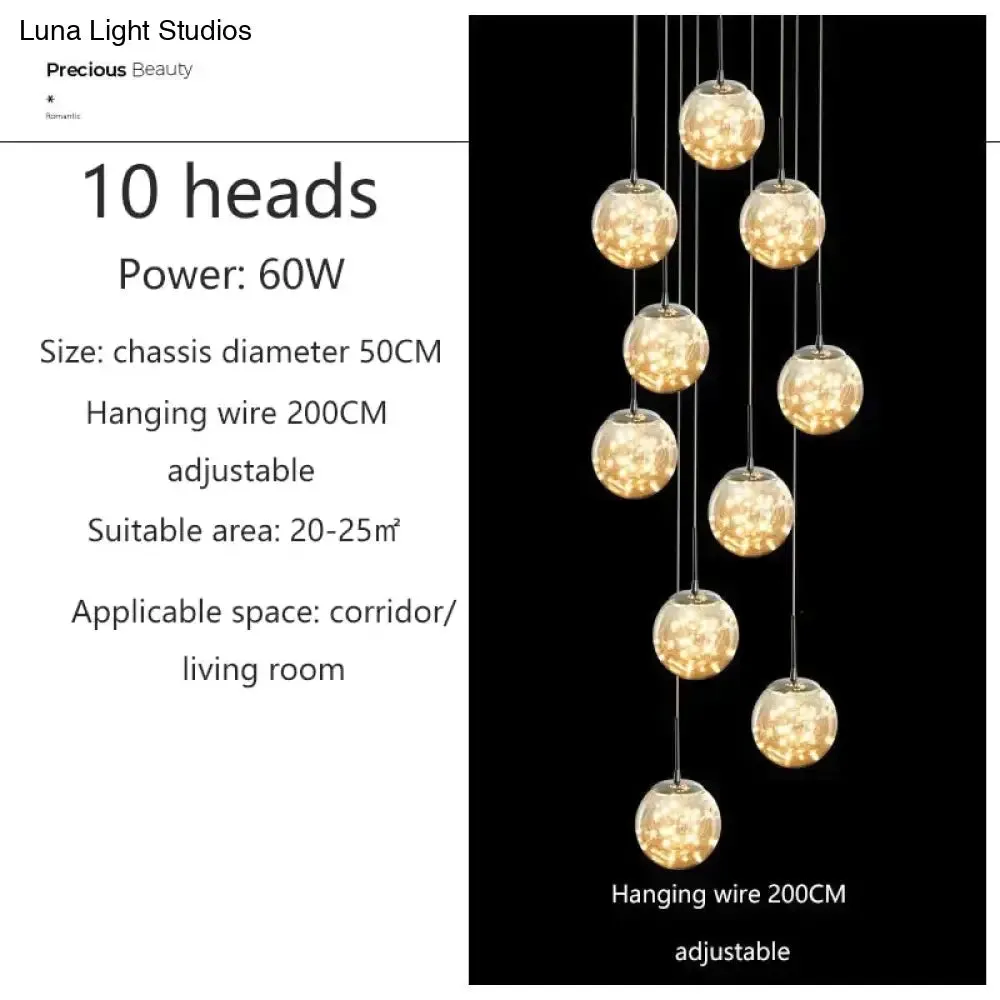 Raloo  - Modern Led Glass Ball  Chandelier