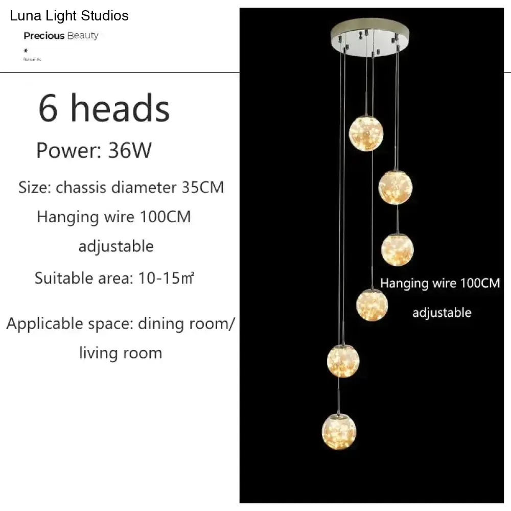 Raloo  - Modern Led Glass Ball  Chandelier