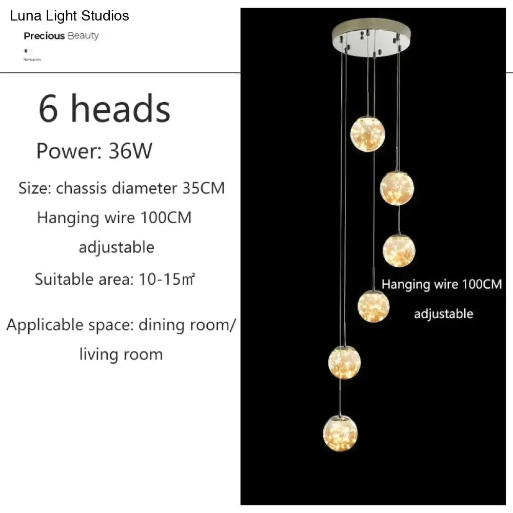 Raloo  - Modern Led Glass Ball  Chandelier