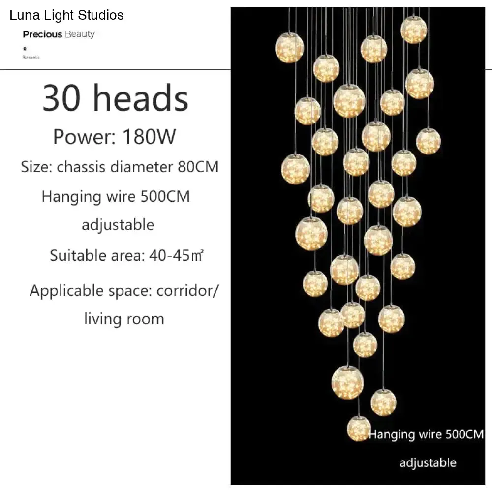 Raloo  - Modern Led Glass Ball  Chandelier