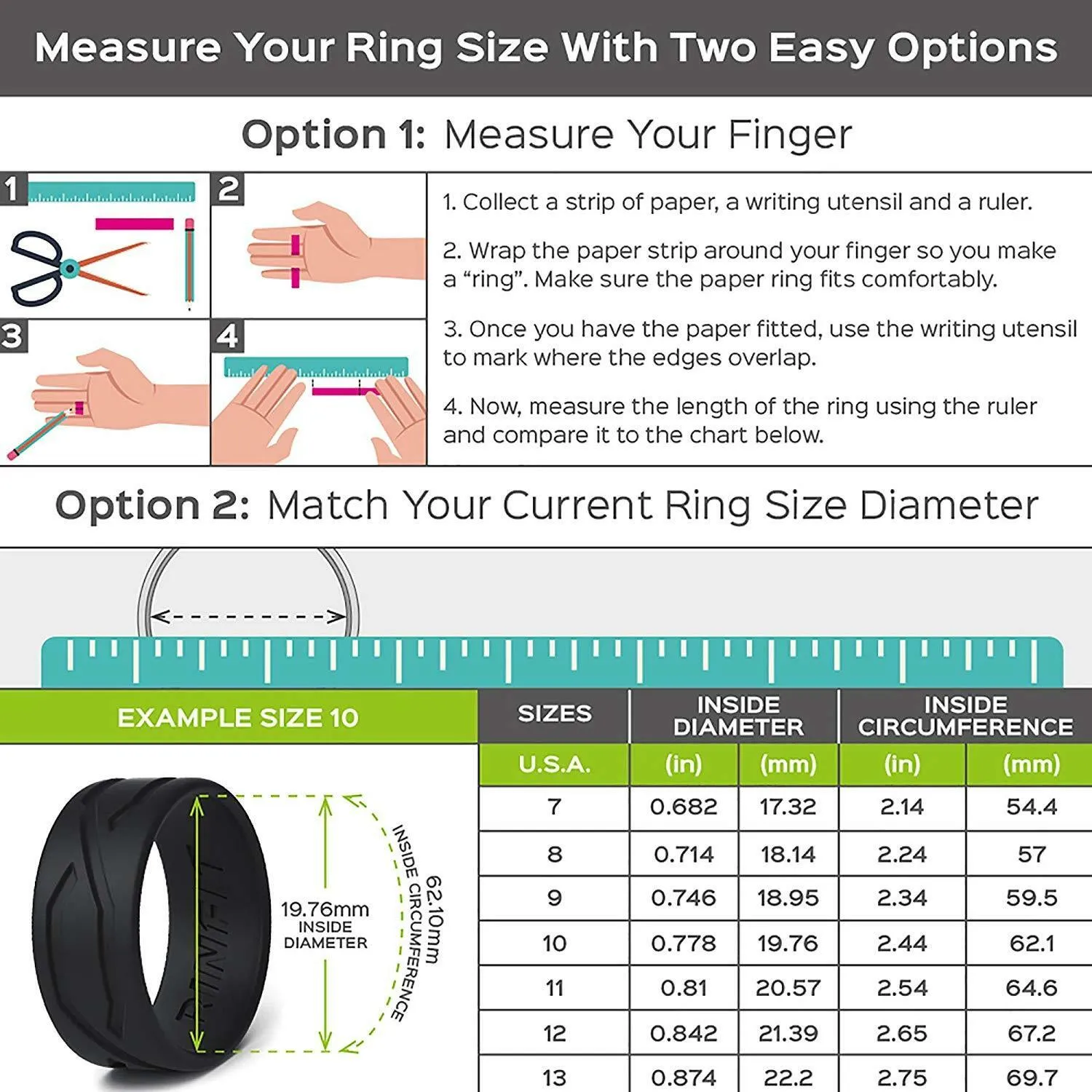 RFit™ Men's Premium Silicone Wedding Ring/Band (Sizes 7-13)