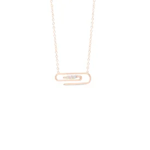 R/G Three stone Diamond Paperclip Pendant 9ct