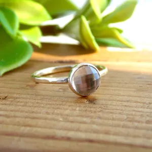 Rose Cut White Topaz Ring - 14K Solid Gold