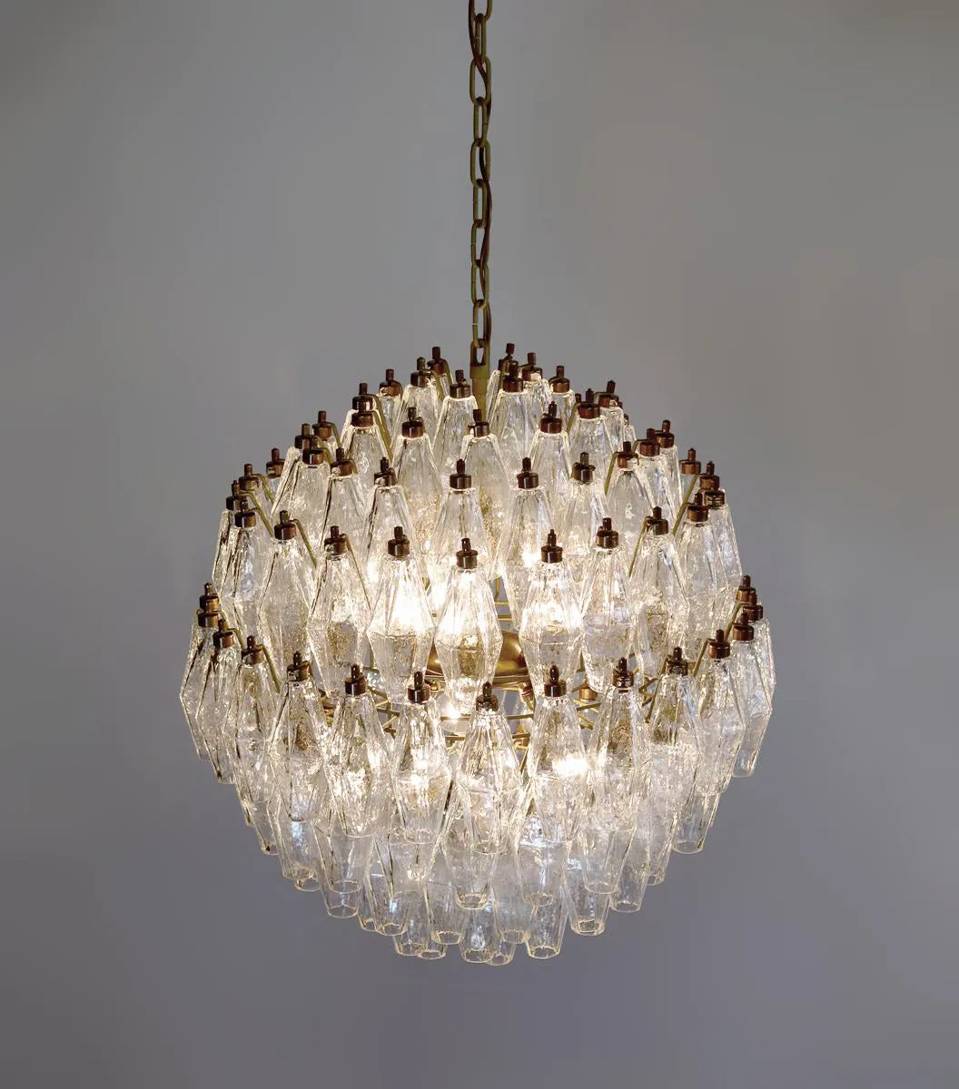 Round Murano Faceted Transparent Chandelier