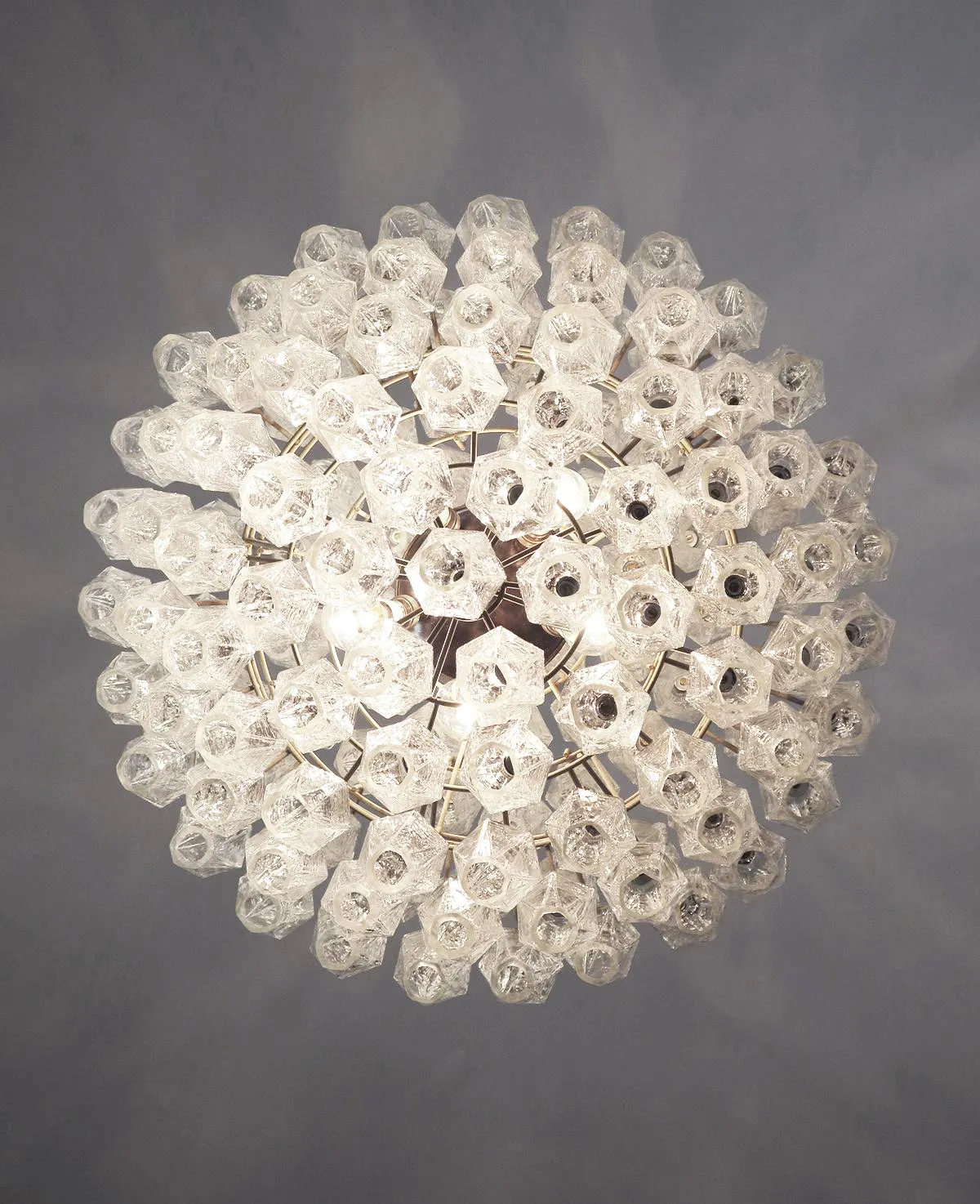 Round Murano Faceted Transparent Chandelier