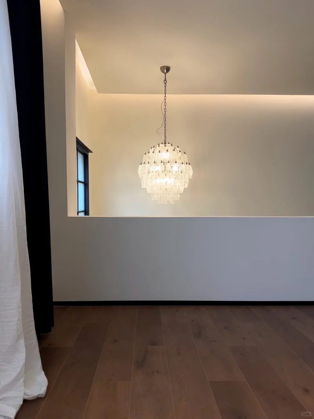 Round Murano Faceted Transparent Chandelier