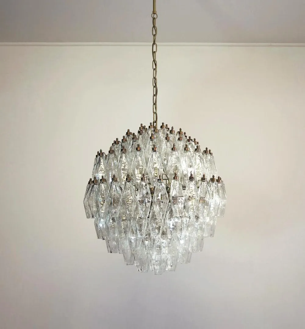 Round Murano Faceted Transparent Chandelier