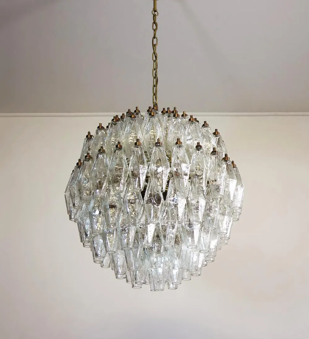 Round Murano Faceted Transparent Chandelier