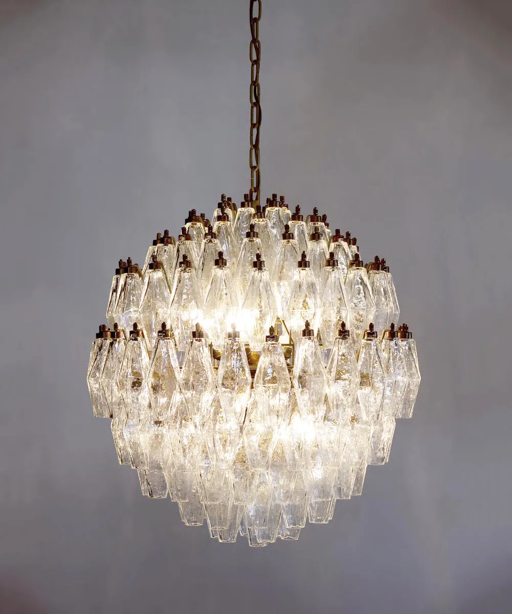 Round Murano Faceted Transparent Chandelier
